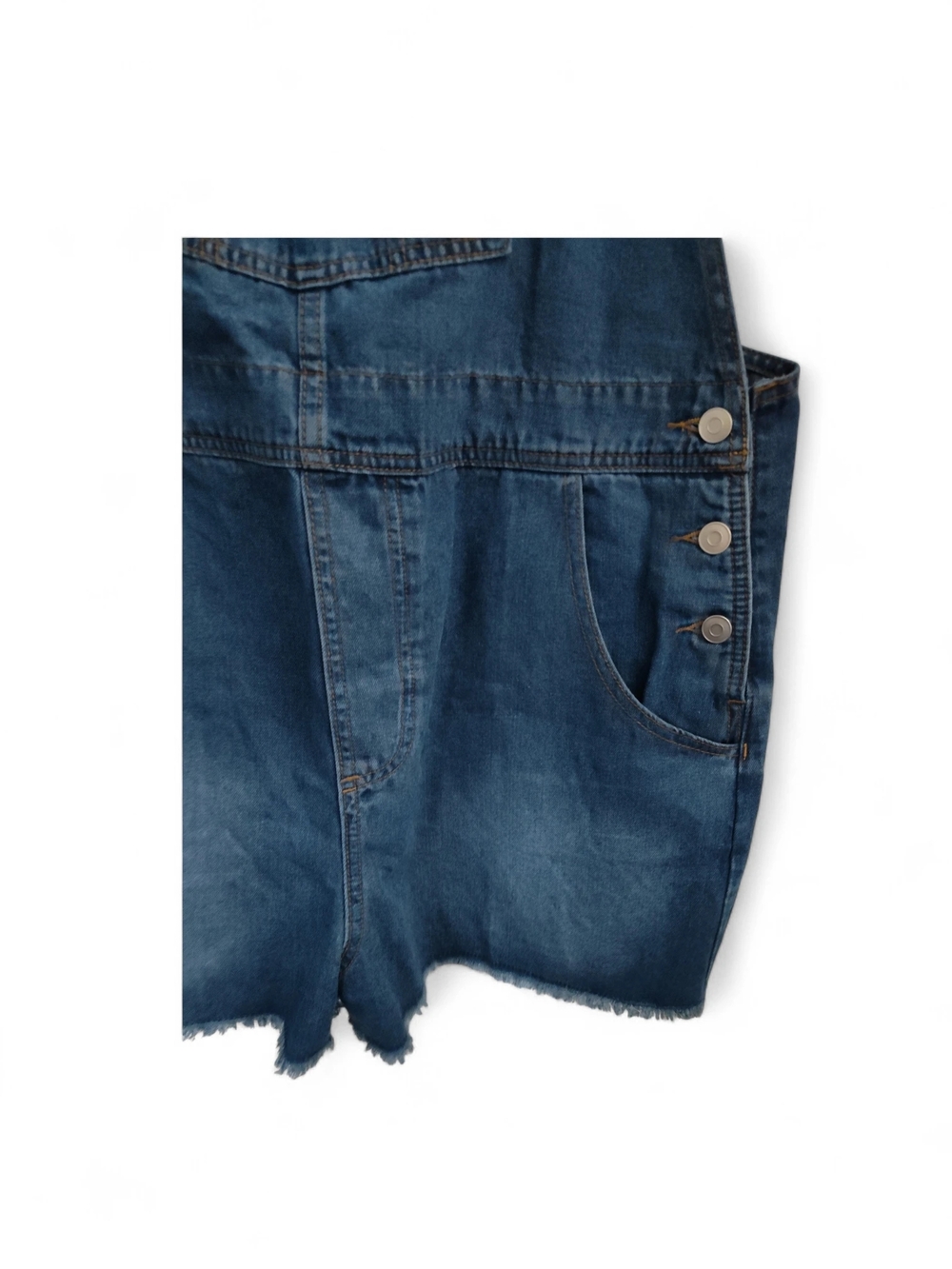 🆕 Glamaker Denim Overall Shorts for Women Casual Blue Jean Romper Size XL - Picture 5 of 13